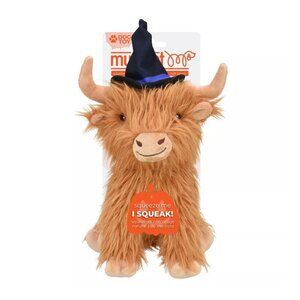 Multipet Highland Cow Witch Hat Dog Interactive Plush Toy Brown Plush Halloween